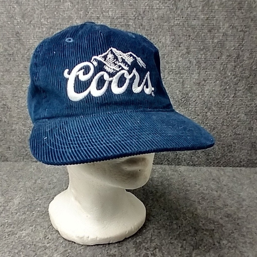 Coors Banquet Corduroy Snapback Hat Navy Blue Vintage Style Embroidered Cap Mens